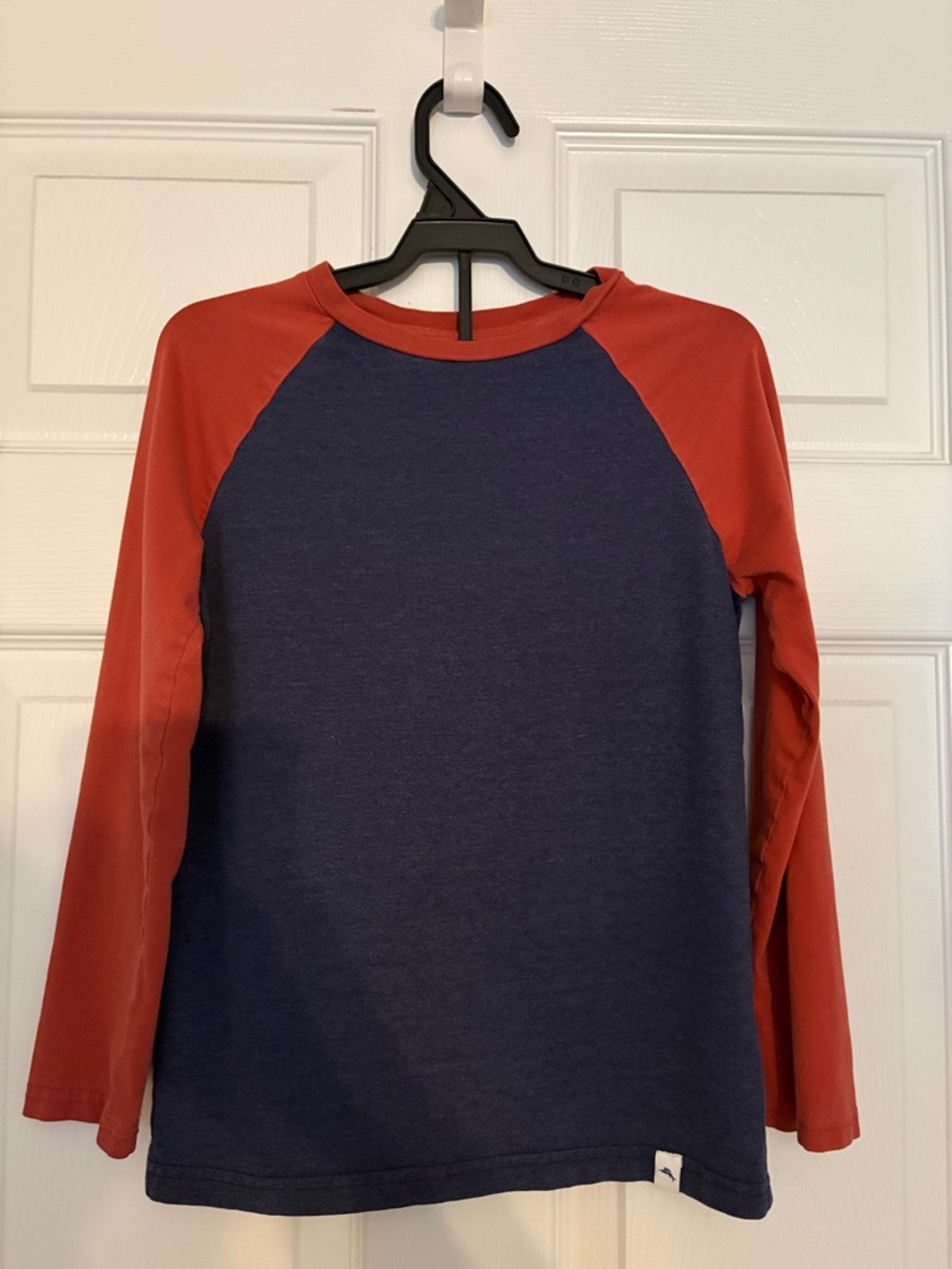Tommy Bahama Navy Blue and Rust Long Sleeve Raglan Tee